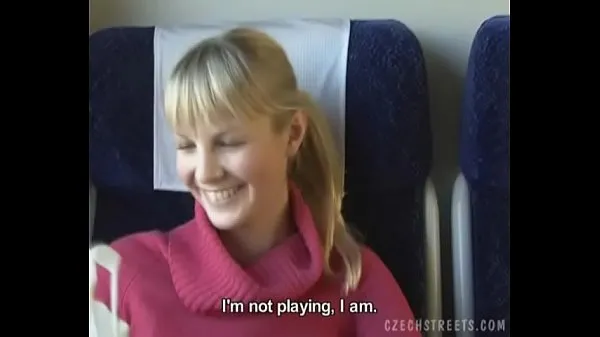 Show Czech streets Blonde girl in train warm Tube