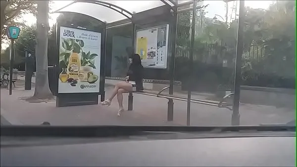Show bitch at a bus stop warm Tube