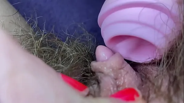Show Testing Pussy licking clit licker toy big clitoris hairy pussy in extreme closeup masturbation warm Tube
