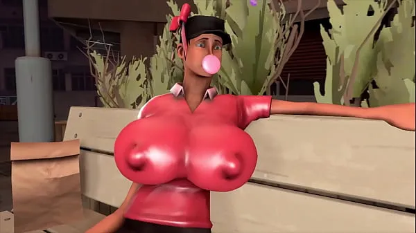 عرض TF2 Femscout bubblegum breast expansion animation الأنبوب الدافئ