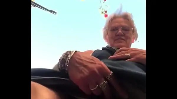 Show Granny shows big pussy in public warm Tube