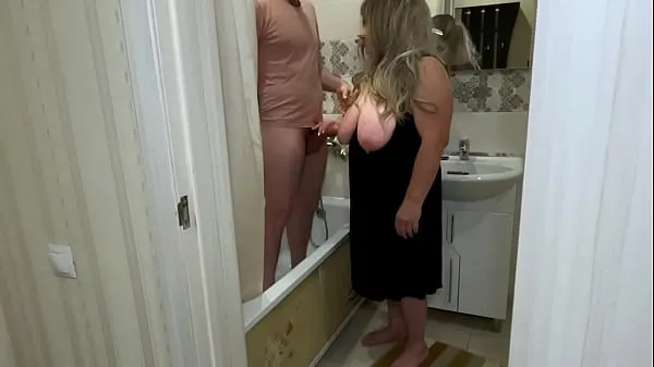 Show Mature MILF jerked off his cock in the bathroom and engaged in anal sex warm Tube