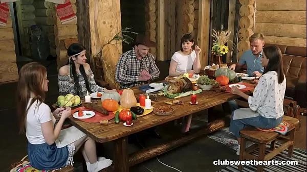 Show Thanksgiving Dinner turns into Fucking Fiesta by ClubSweethearts warm Tube